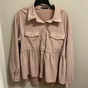 SHEIN Peplum Corduroy Shacket